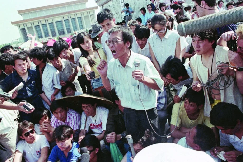 หลิวเสี่ยวโปกล่าวคำปราศรัยเมื่อ 3 มิถุนายน 1989 ที่จตุรัสเทียนอันเหมิน