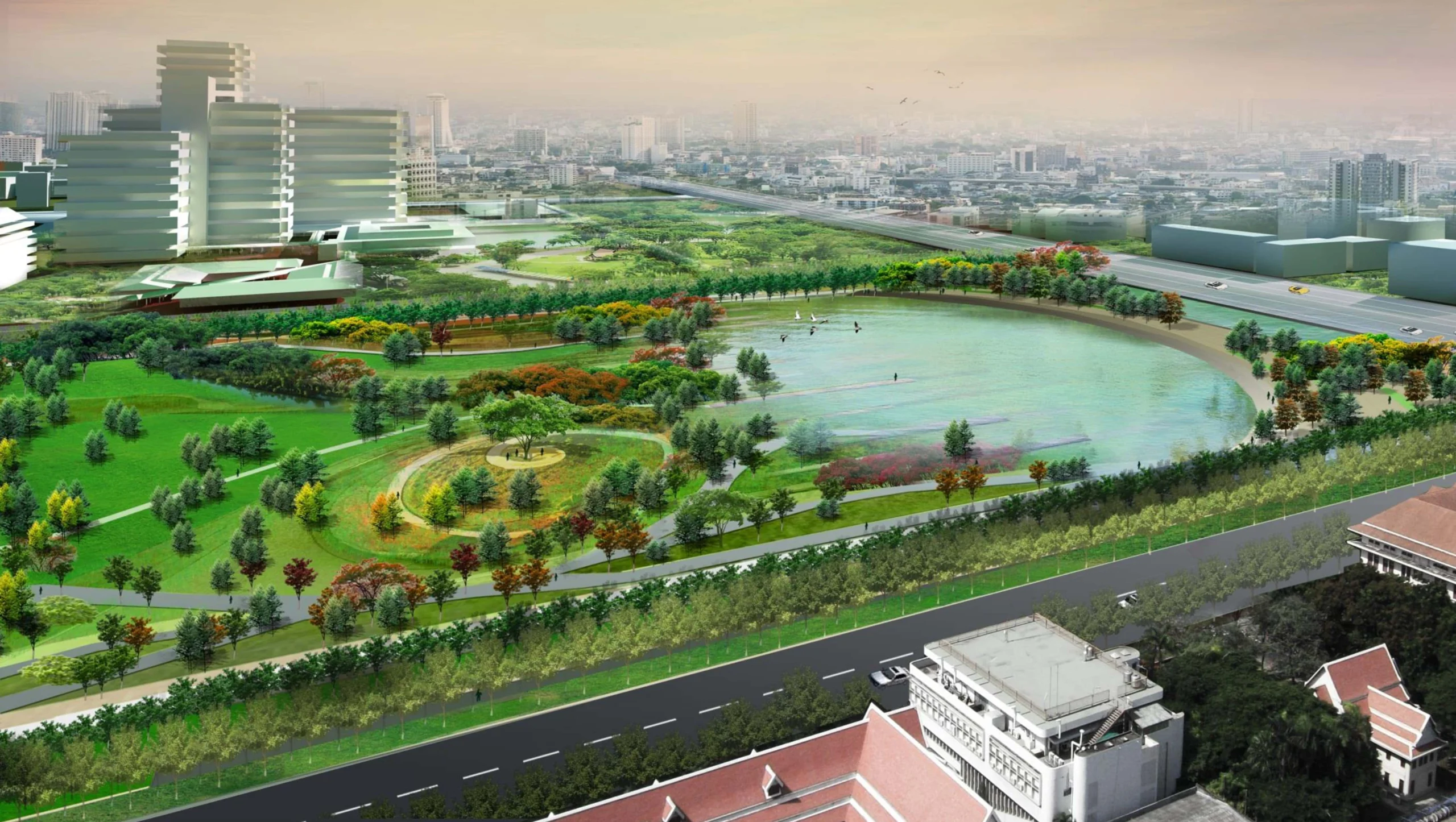 ภาพการออกแบบเบื้องต้นของ 'สวนป๋วย' ณ มหาวิทยาลัยธรรมศาสตร์ ศูนย์รังสิต
