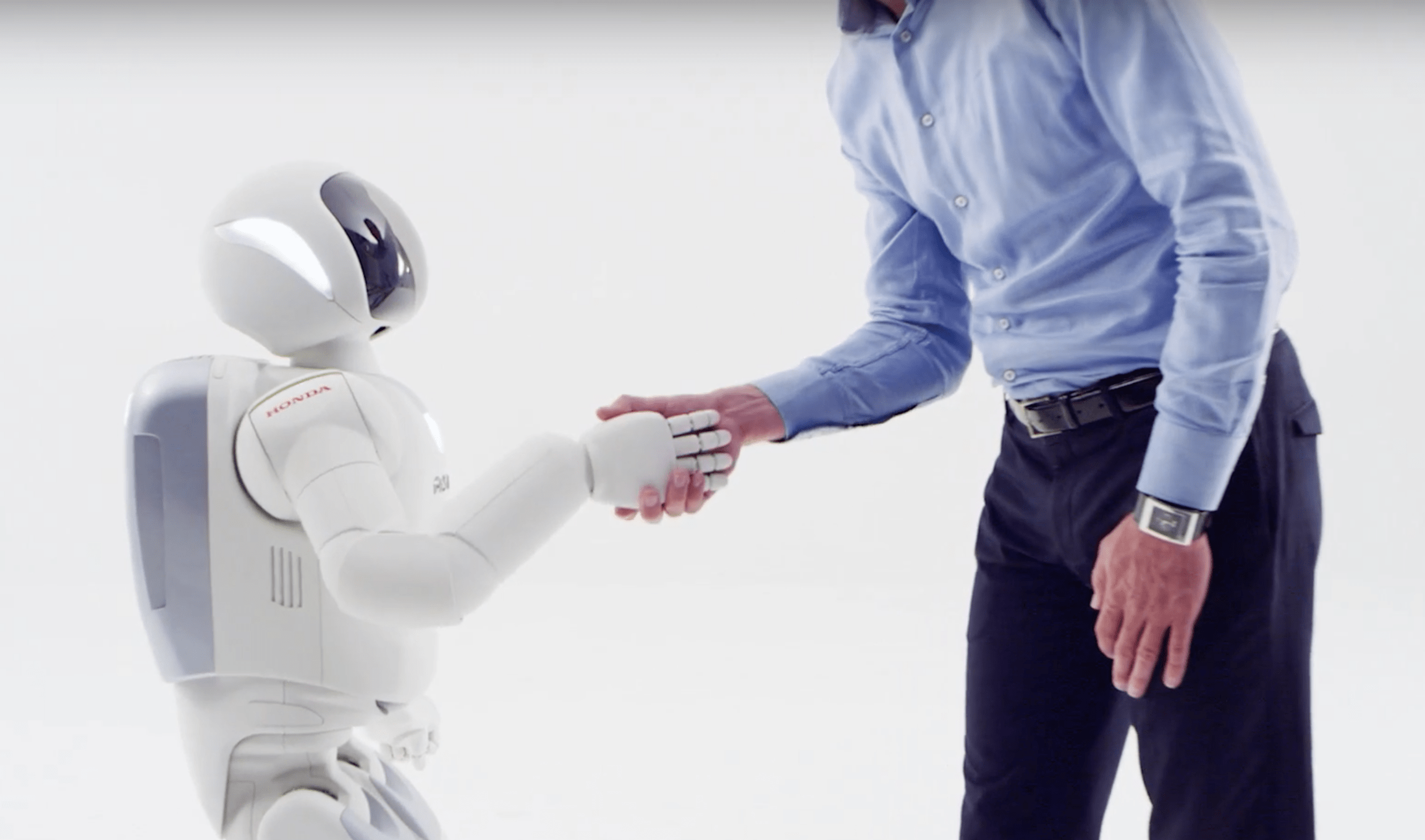 ภาพจากวิดีโอ Honda Robotics - All-New ASIMO Shaking Hands