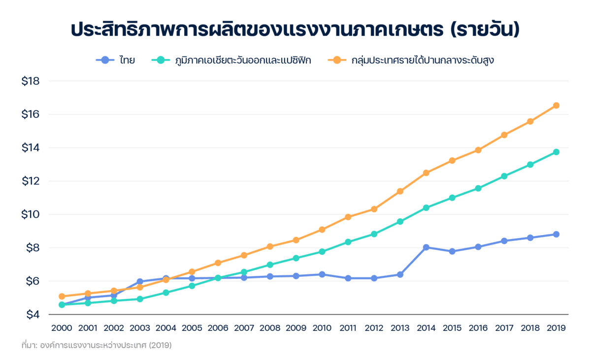 ประสิทธิภาพการผลิตของแรงงานภาคเกษตร (รายวัน)